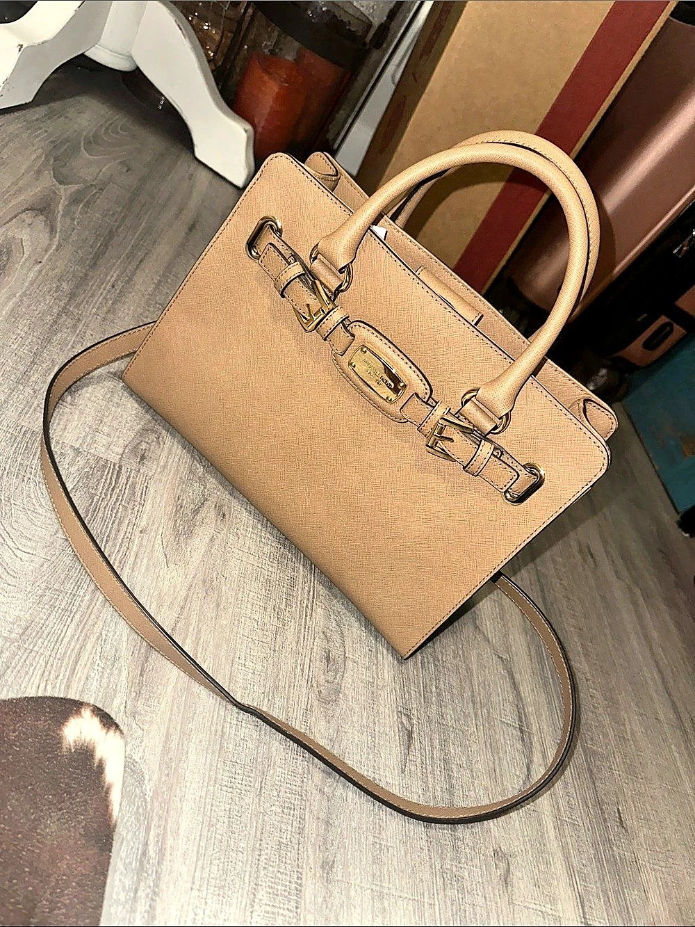 Michael Kors Hamilton EW Satchel Leather Satchel in Brown